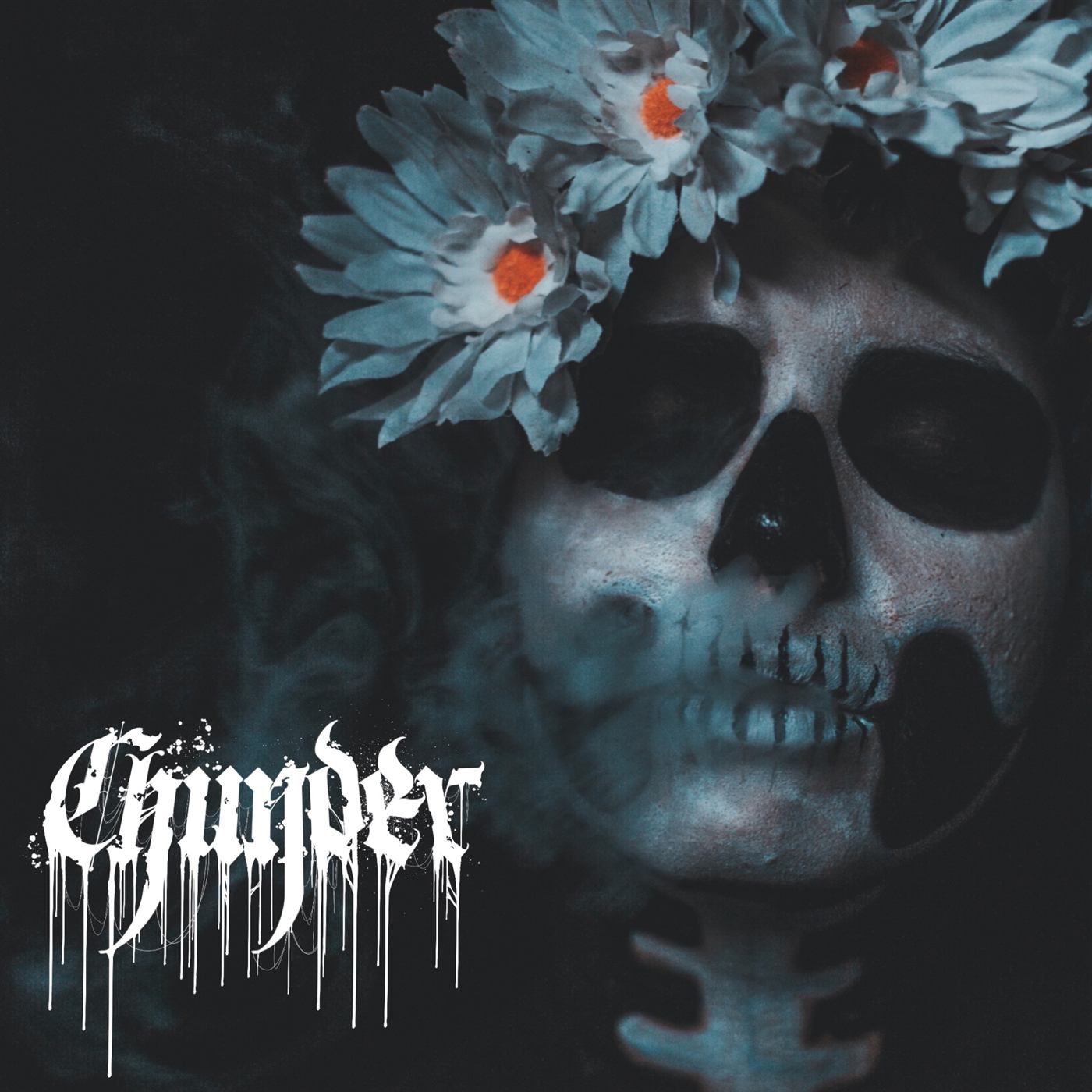 Chunder skull and flower artwork